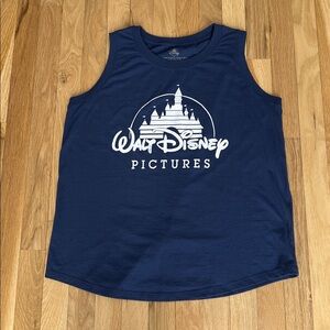 Disney Navy Blue Women’s Muscle Tank w/White Walt Disney Pictures Logo, Size L